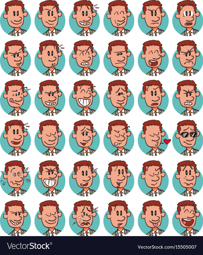 Set of young businessman emojis Royalty Free Vector Image