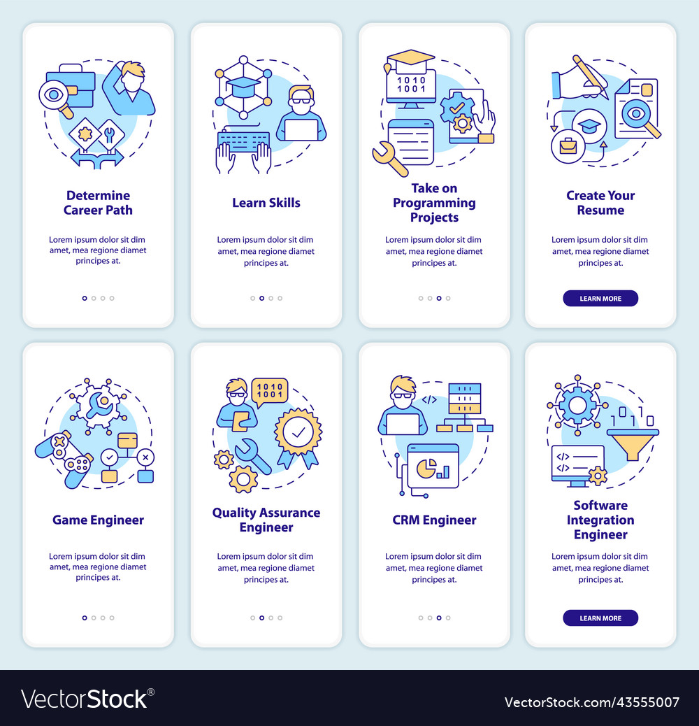 Software developer profession onboarding mobile Vector Image