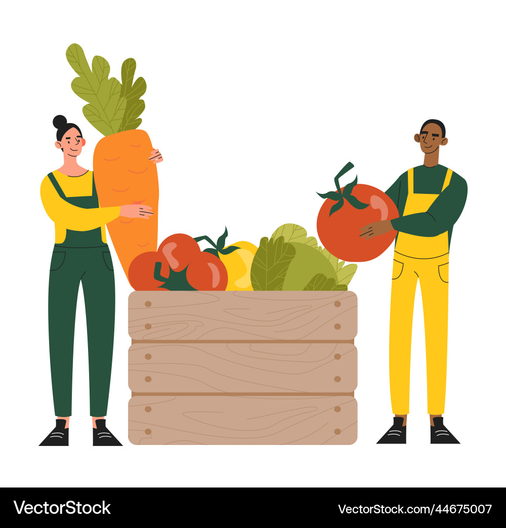 Tiny farmer concept Royalty Free Vector Image - VectorStock