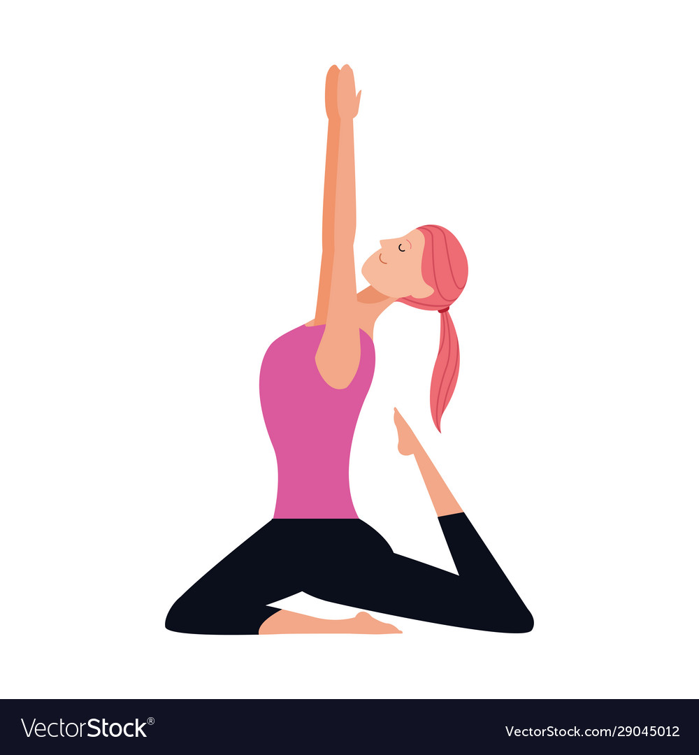 Cartoon girl practicing yoga icon Royalty Free Vector Image