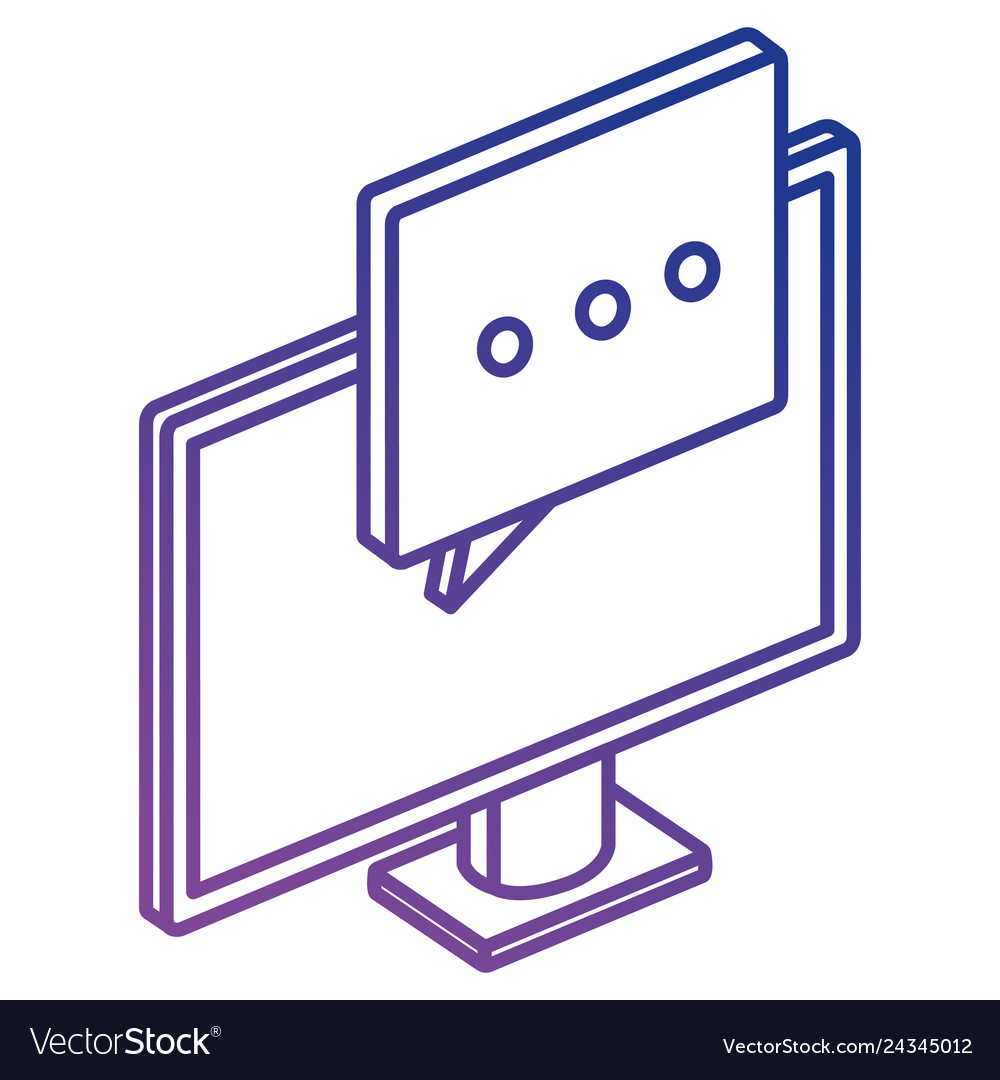 Computer display with speech bubble vector image Computer display with speech bubble