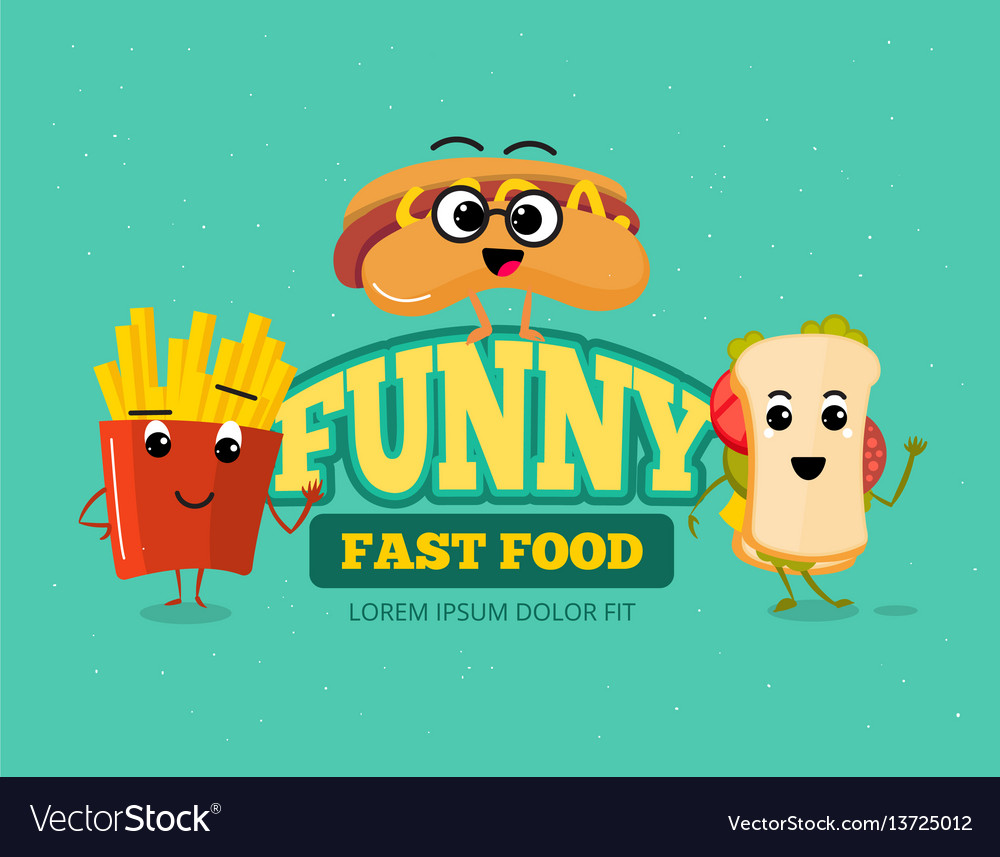 Happy fast food comic characters background