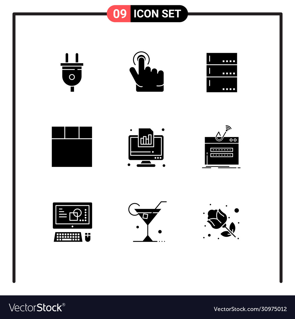 Modern set 9 solid glyphs pictograph report