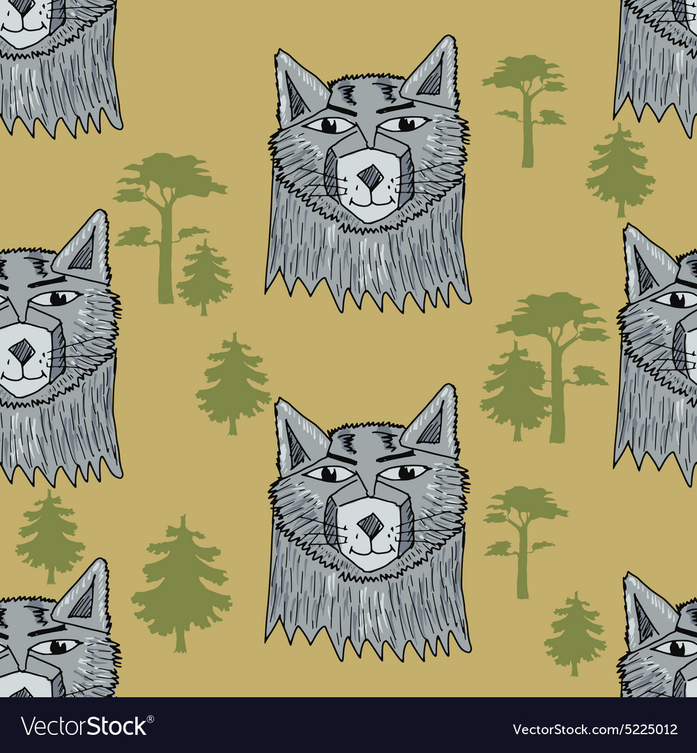 Seamless background with wolf