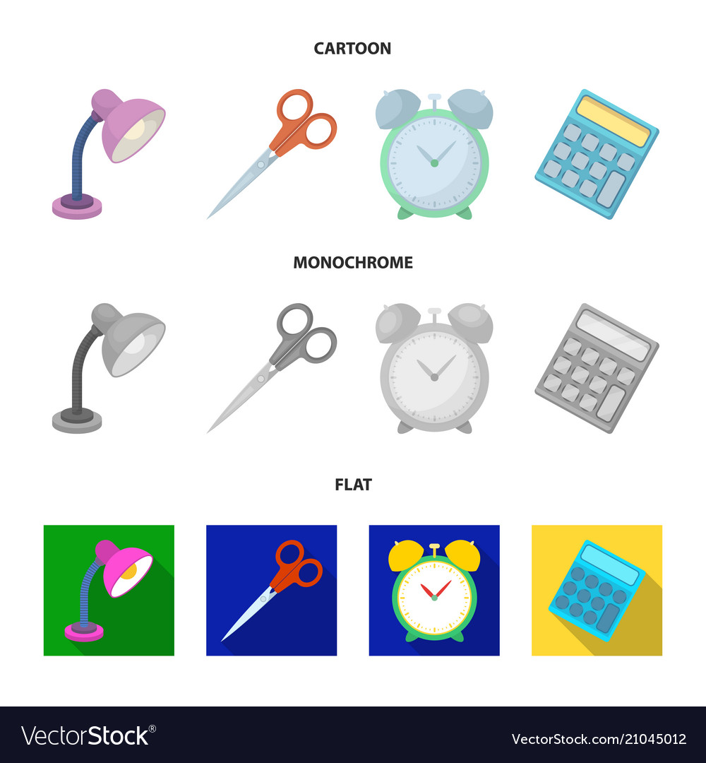 Table lamp scissors alarm clock calculator