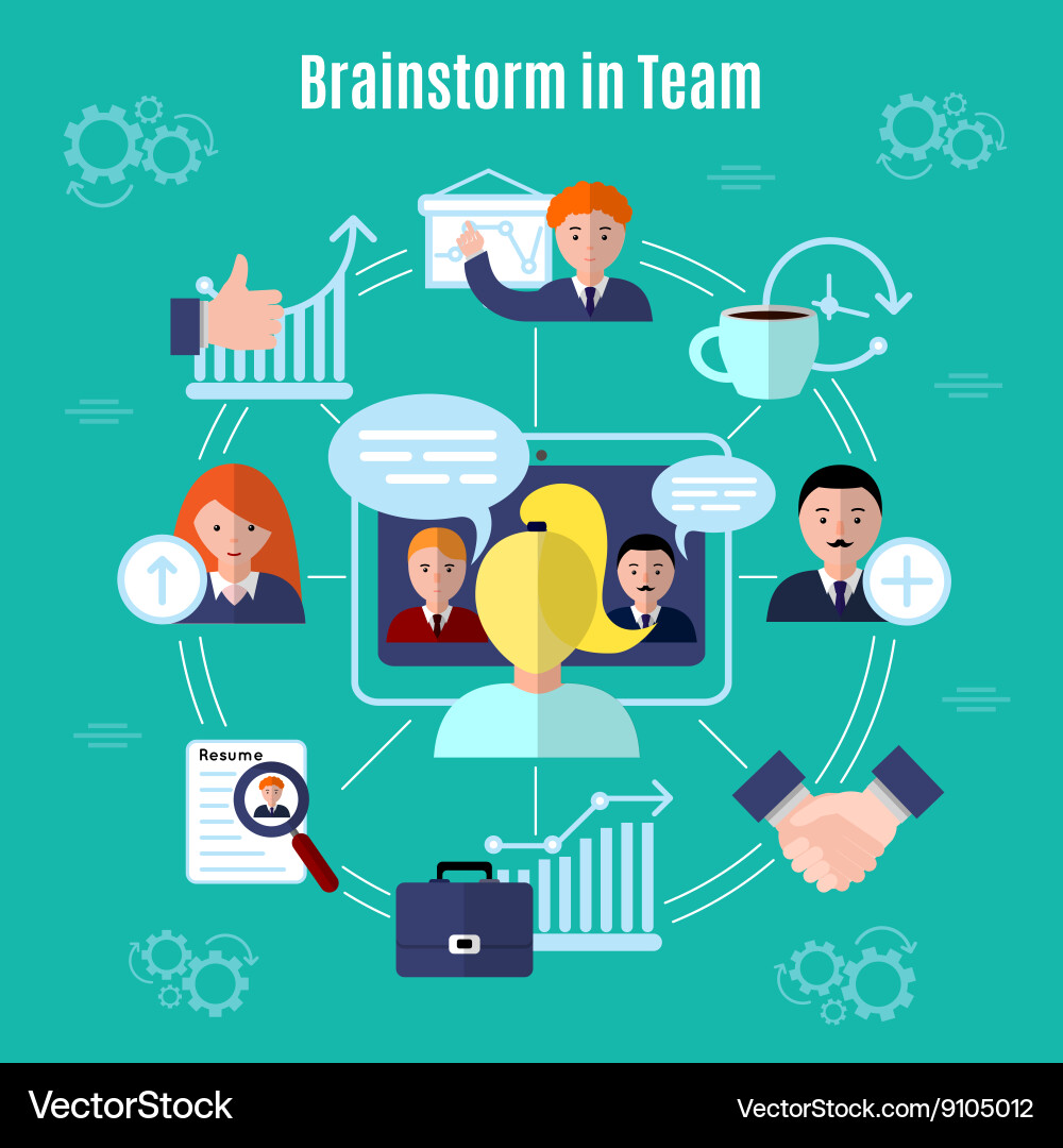 Teamwork flat concept Royalty Free Vector Image