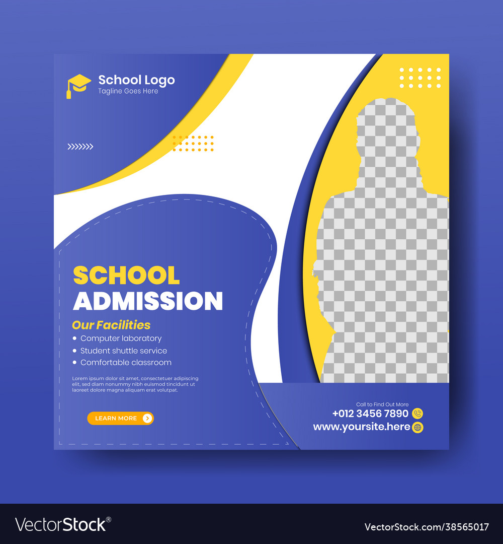 Admission social media post back to school Vector Image