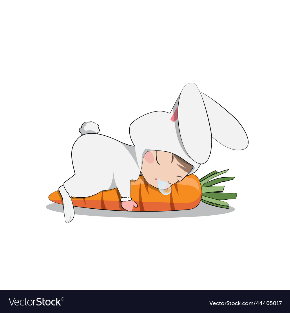Baby-Kind mit bunnym Schlafanzug vector image Baby-Kind mit bunnym Schlafanzug
