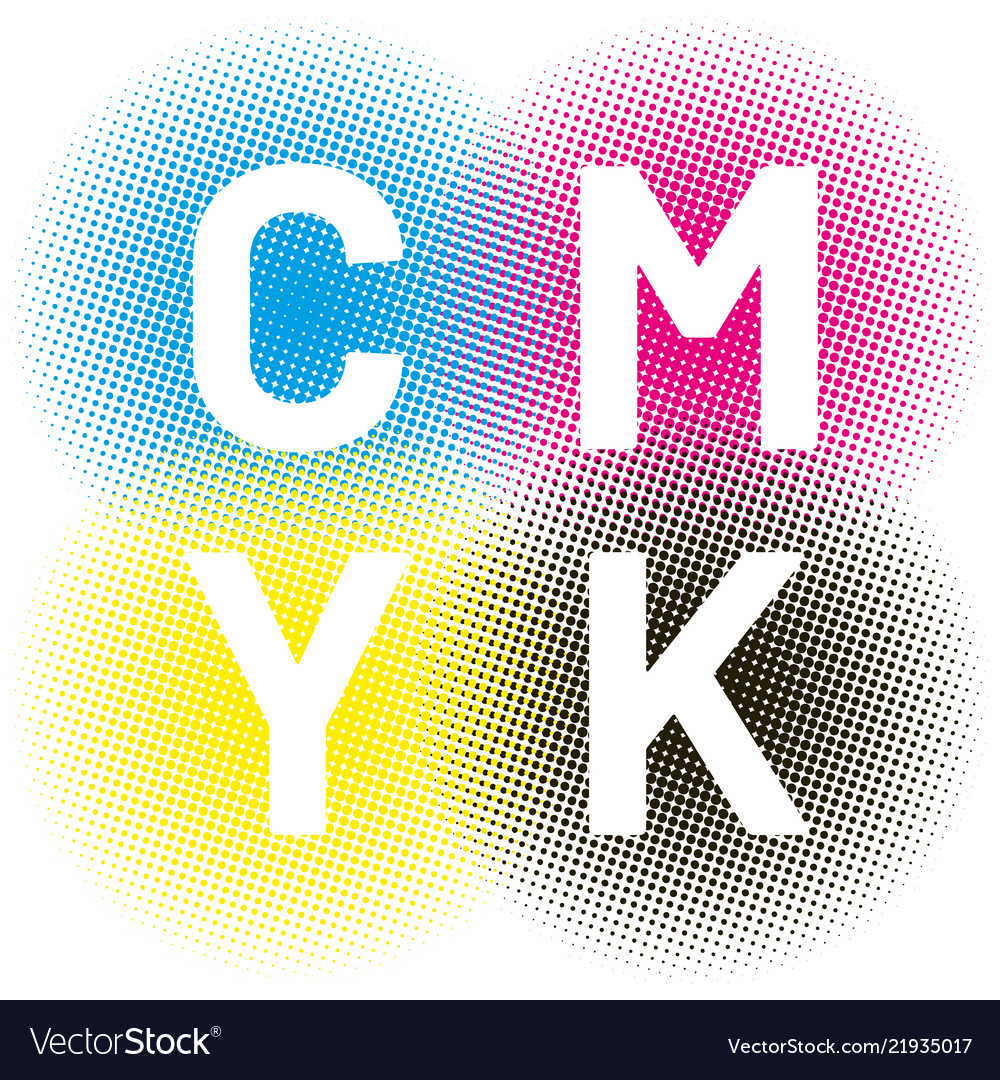 Cmyk Halftone Rounds Background Royalty Free Vector Image