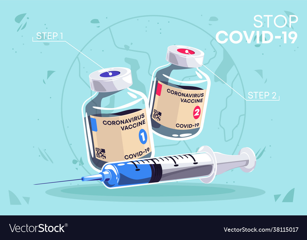 Coronavirus vaccine with a medical syringe vector image Coronavirus vaccine with a medical syringe
