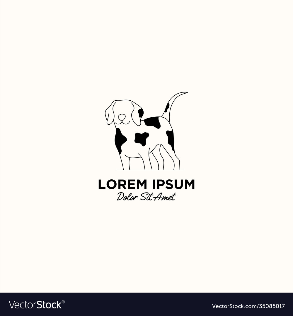 Dog pet care outline line art monoline logo icon