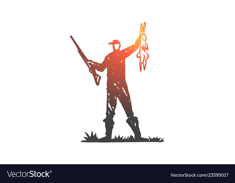 Hunting shot rifle prey wild concept hand Vector Image