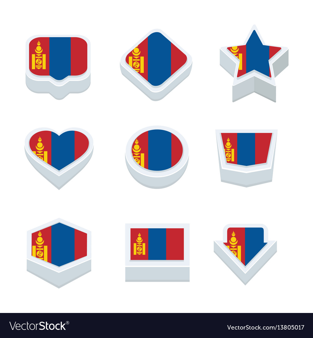 Mongolia flags icons and button set nine styles