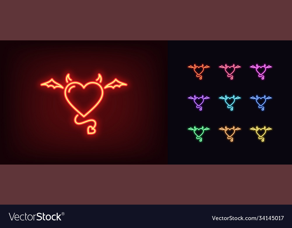 Featured image of post Neon Devil Horns And Tail Devil red heart with horns tail and wings vector illustration