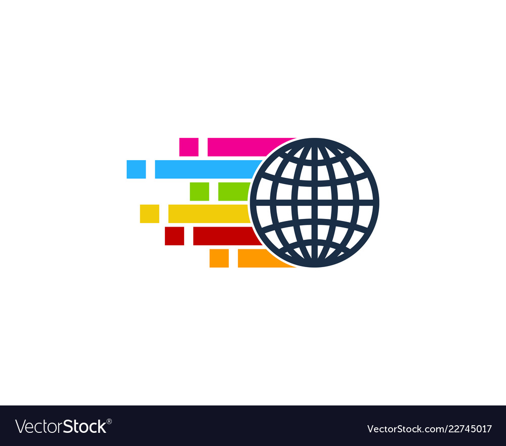 Pixel art globe logo icon design