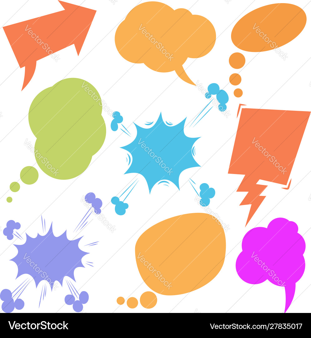 Set retro comic empty colored speech bubbles Vector Image