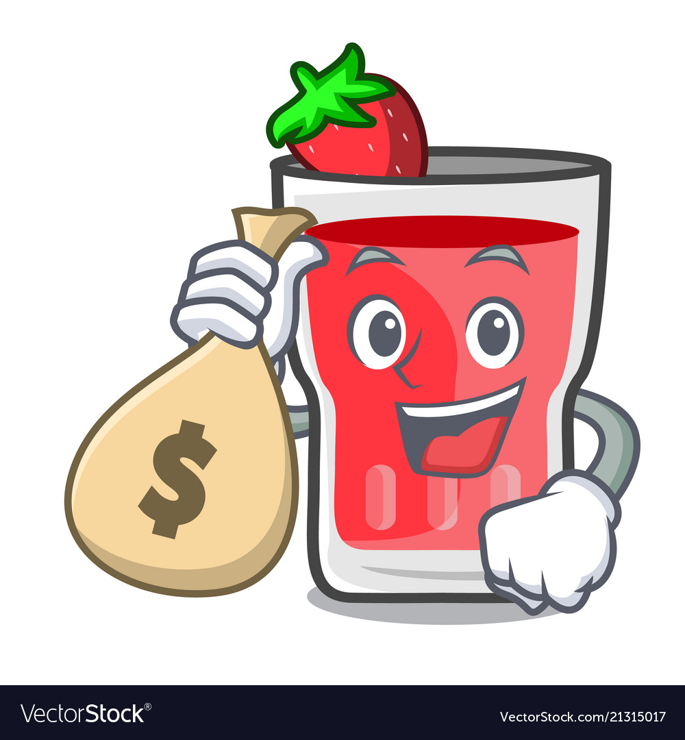 With money bag strawberry mojito character cartoon