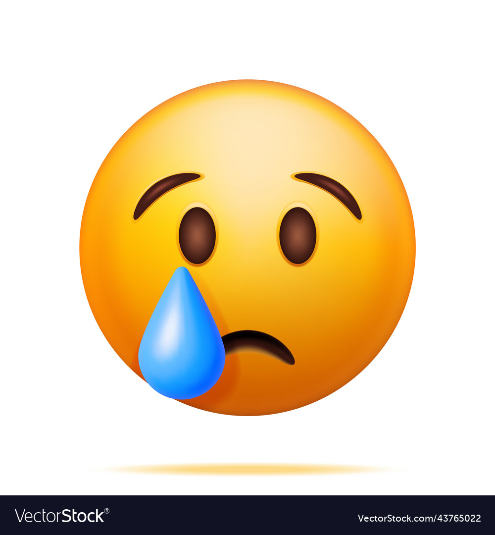 3d yellow sad crying emoticon isolated Royalty Free Vector