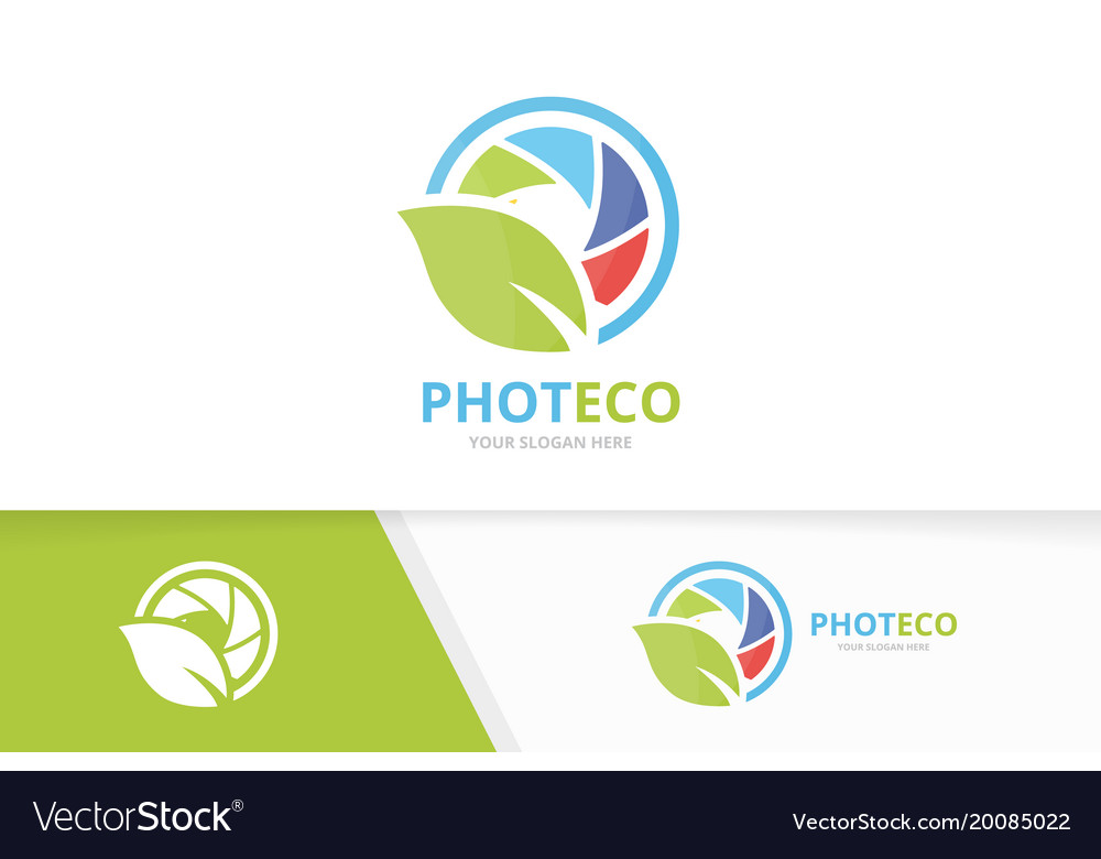 Camera shutter and leaf logo combination