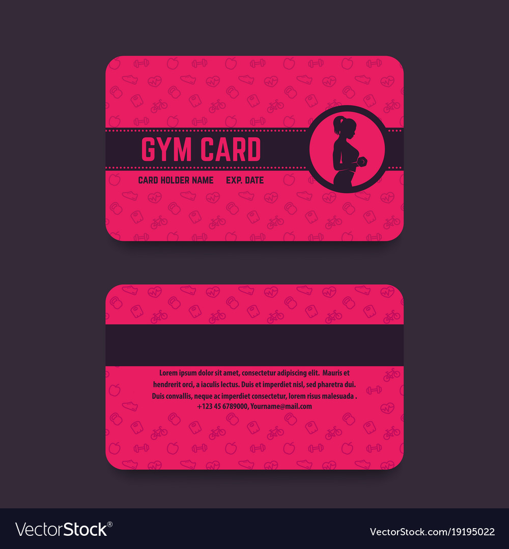 Fitness club gym card template Royalty Free Vector Image Throughout Gym Membership Card Template