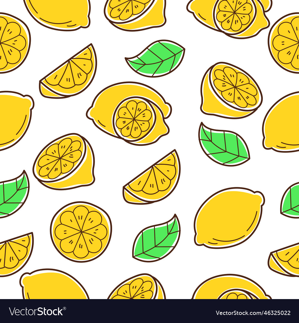 Lemon seamless pattern with doodle drawing style Vector Image