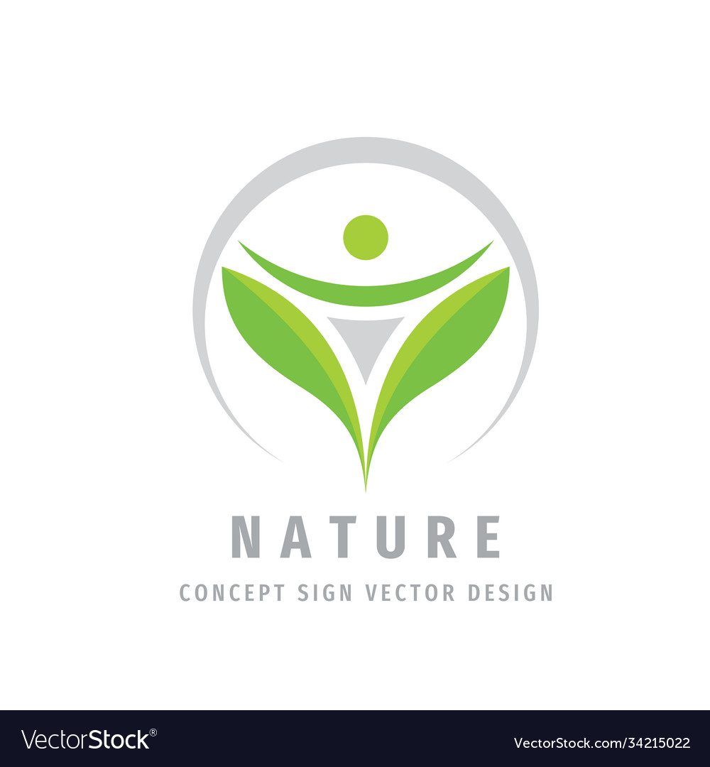 Nature green leaves logo design abstract human Vector Image