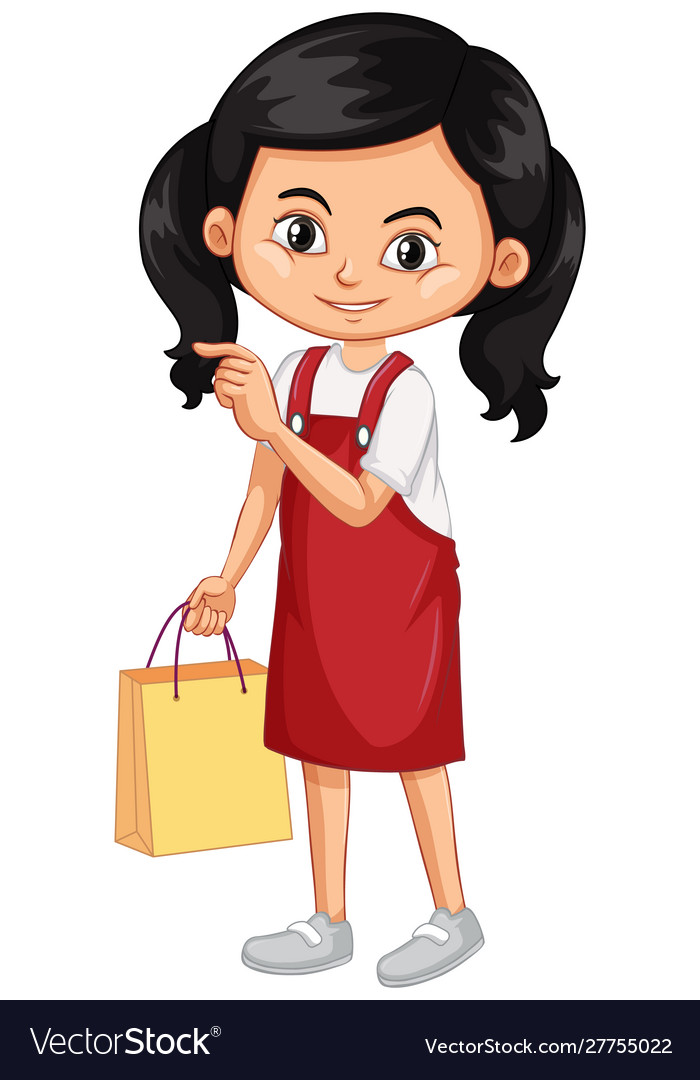 One happy girl with shopping bag Royalty Free Vector Image