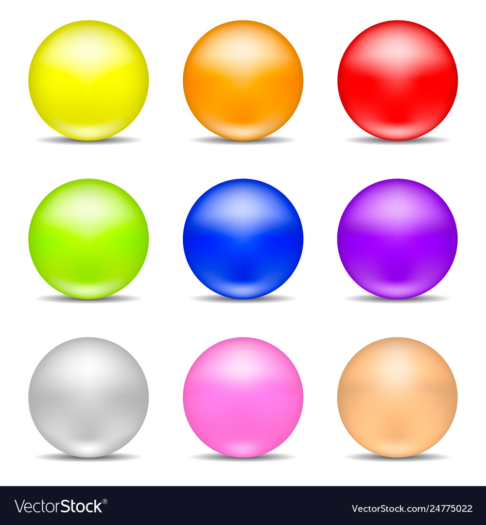 Set colorful realistic spheres isolated on white Vector Image