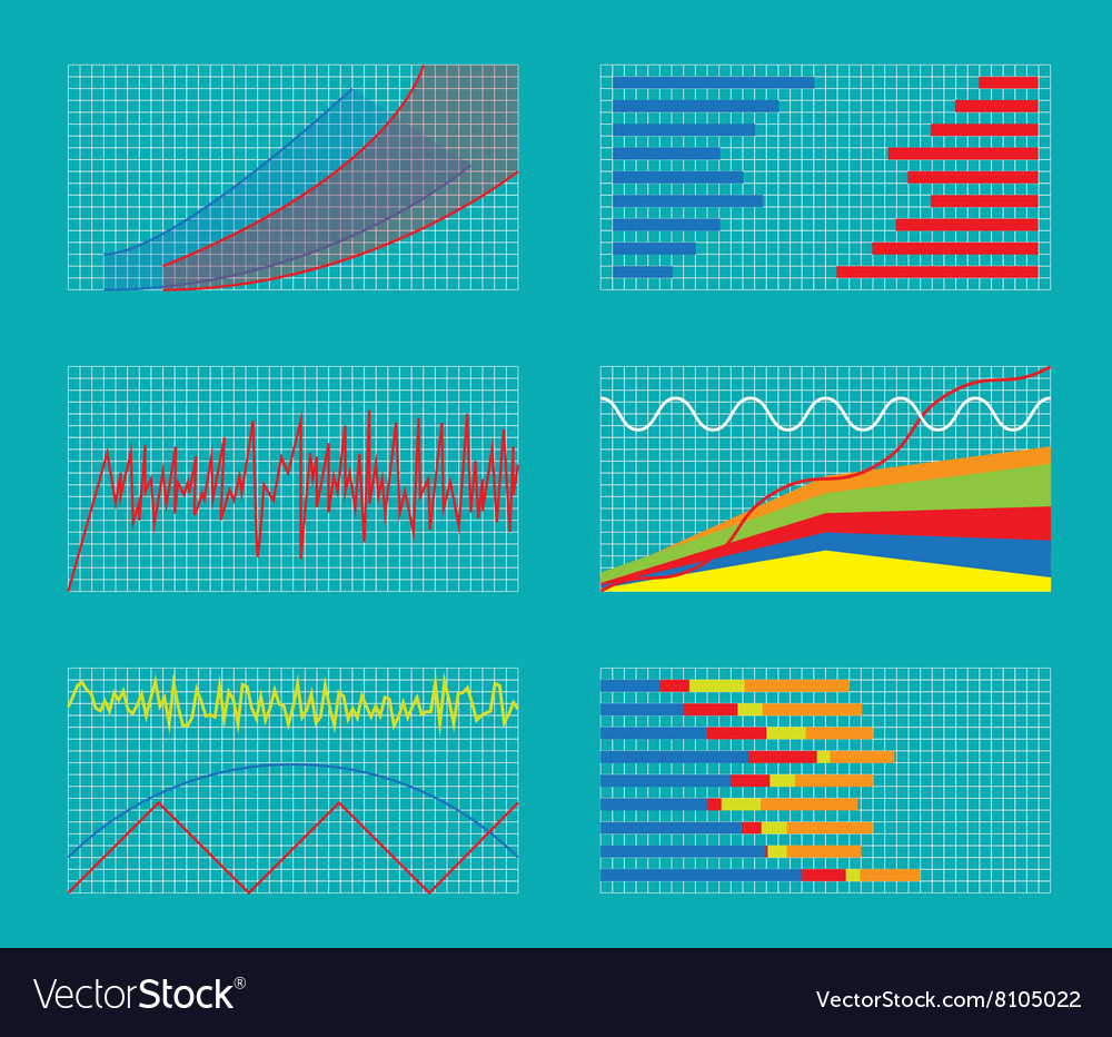 Set of graphs and charts data statistic