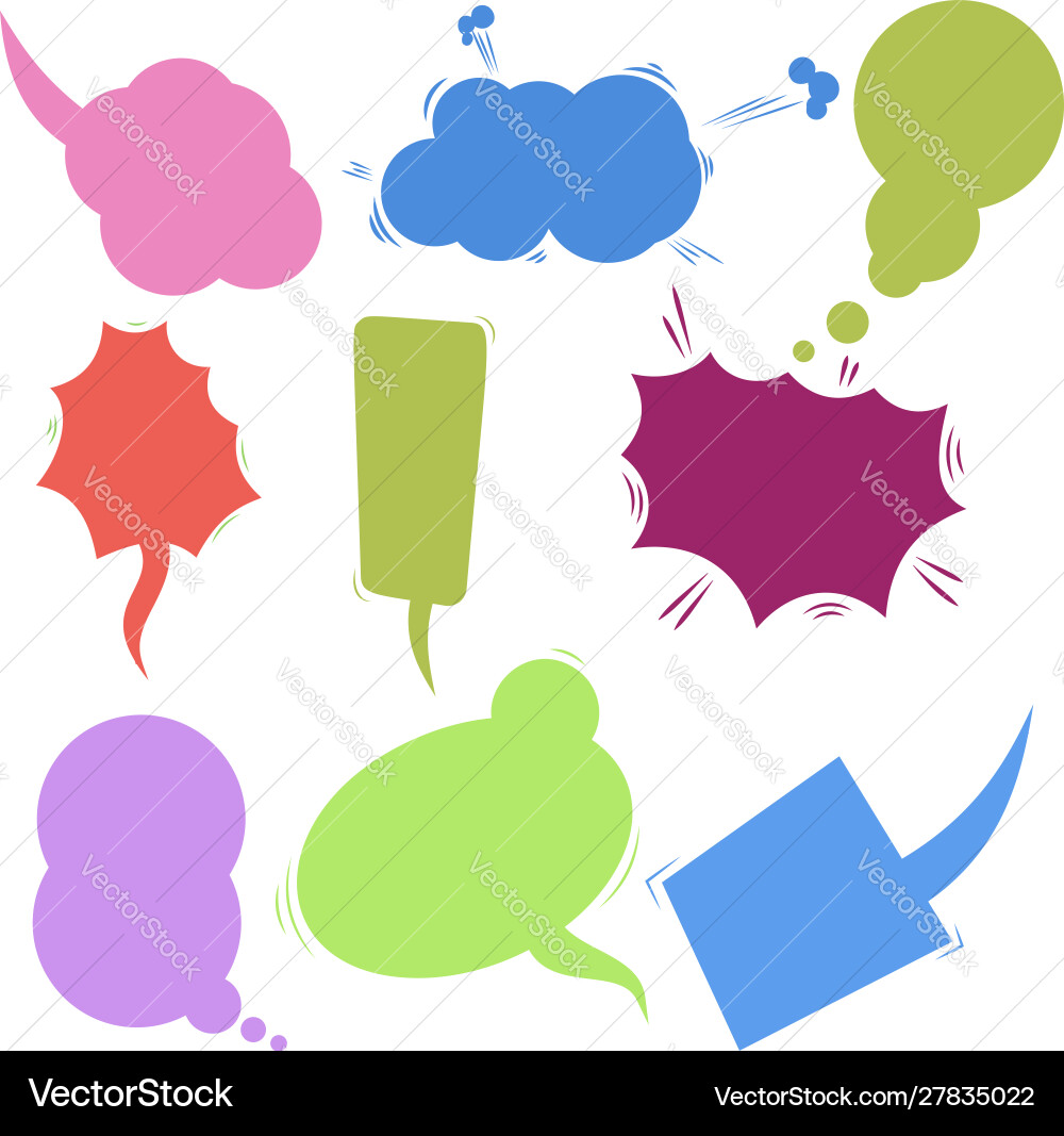 Set retro comic empty colored speech bubbles Vector Image