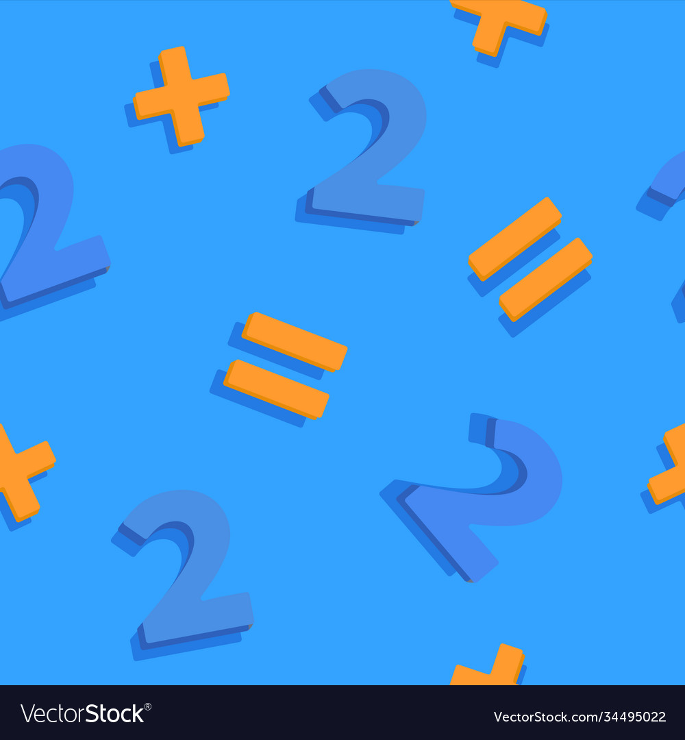 Two plus seamless pattern blue numbers vector image Two plus seamless pattern blue numbers