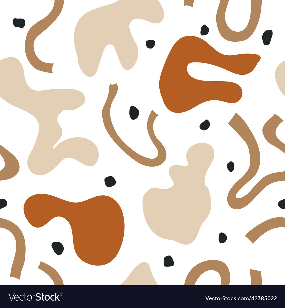 White seamless modern pattern with beige abstract