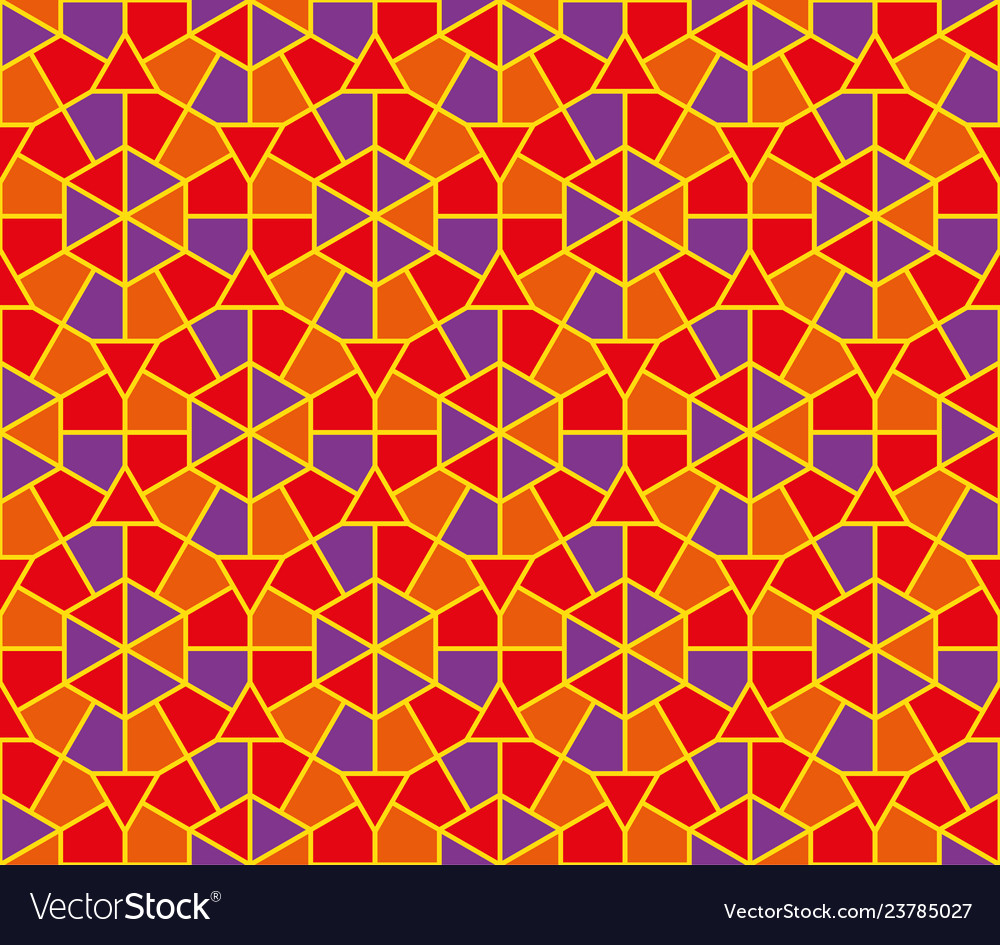 Arabic round colorful ornament seamless pattern