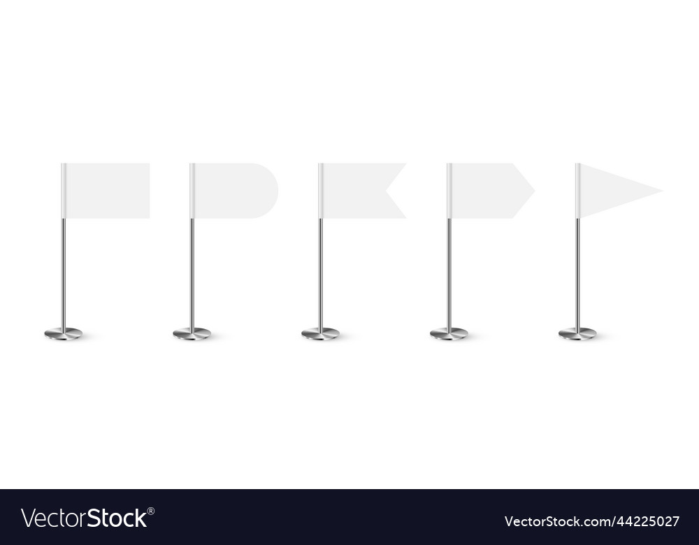 Empty flags of different shapes on 3d metal pole