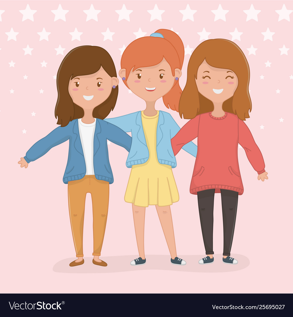 Friendship Girls Cartoons Design Royalty Free Vector Image 5913