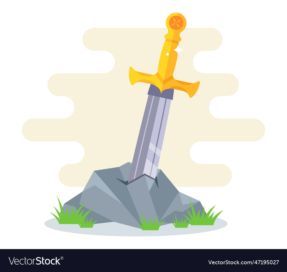 Legendary sword in the stone Royalty Free Vector Image