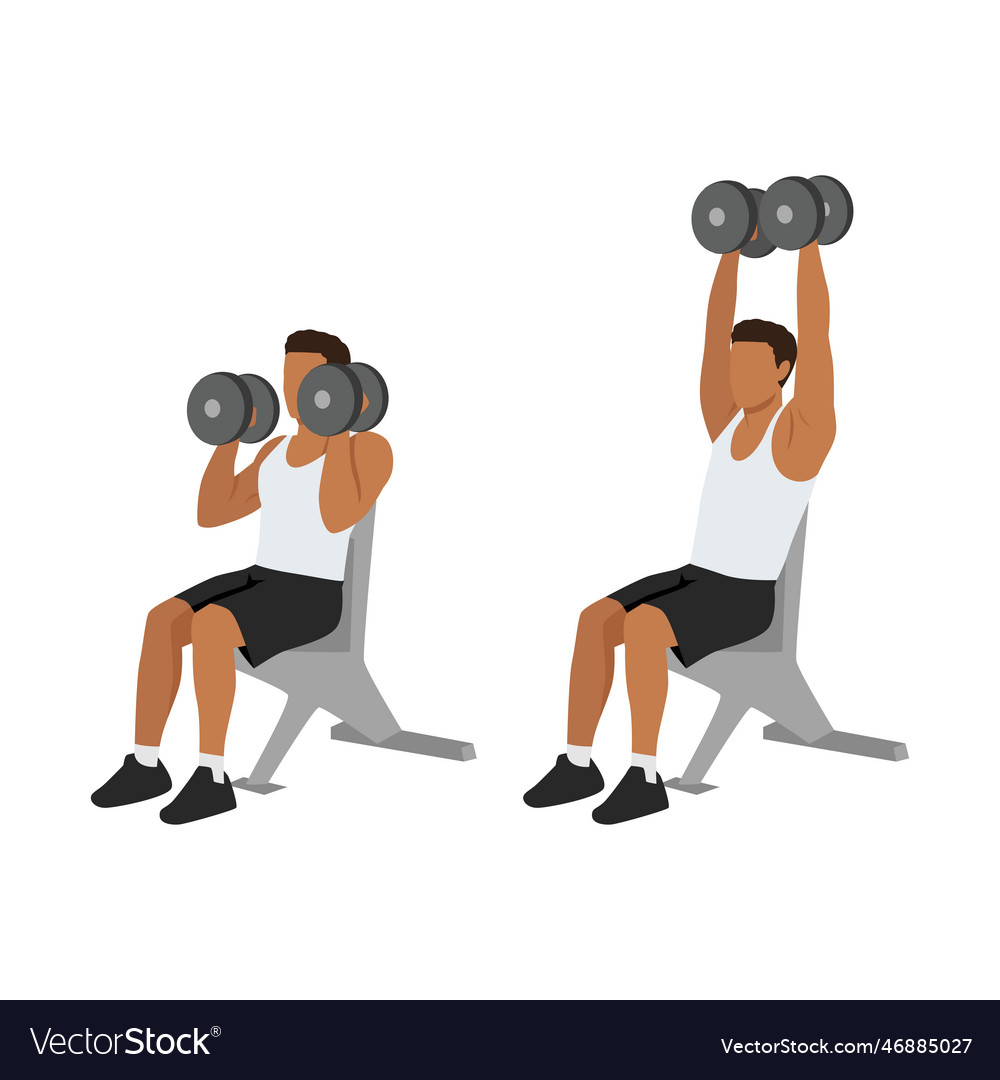 Man doing seated shoulder hammer overhead presses Vector Image