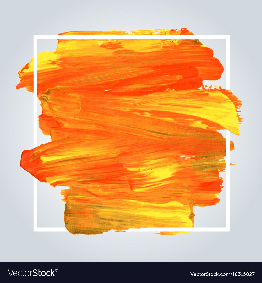 Orange acrylic background with white frame Vector Image