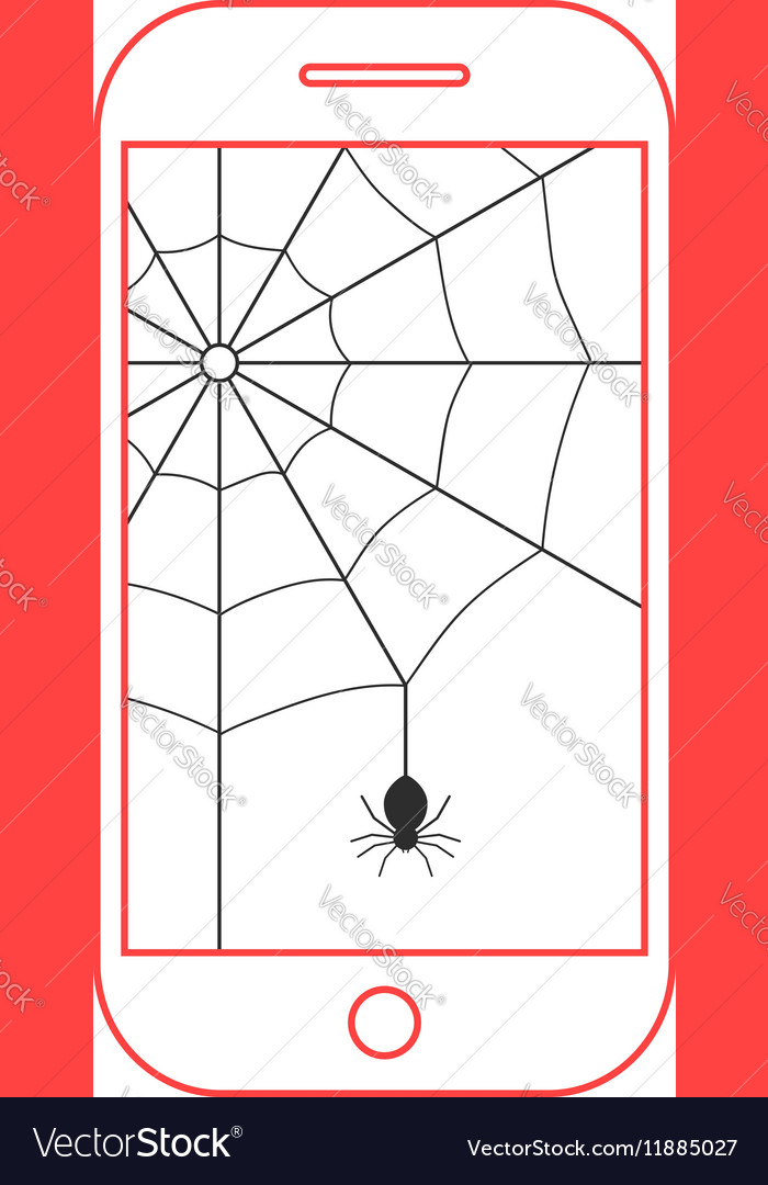 Red smartphone with black cobweb