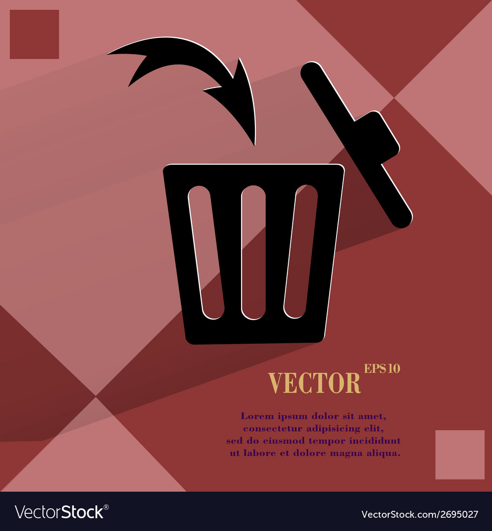Trash bin flat modern web button