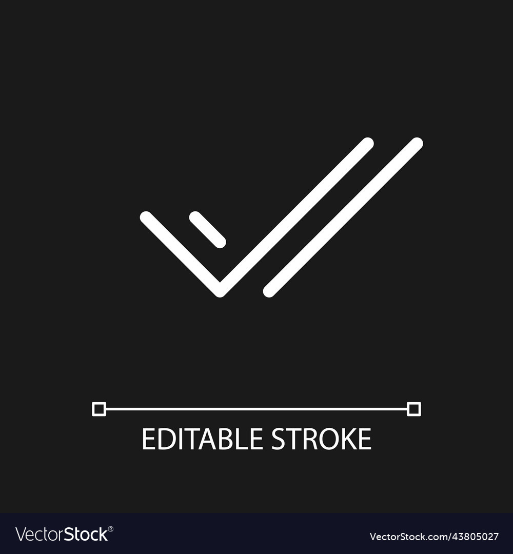 Two checkmarks pixel perfect white linear ui icon vector image Two checkmarks pixel perfect white linear ui icon