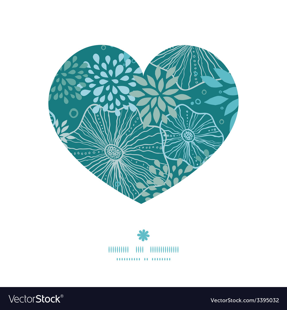 Blue and gray plants heart silhouette pattern