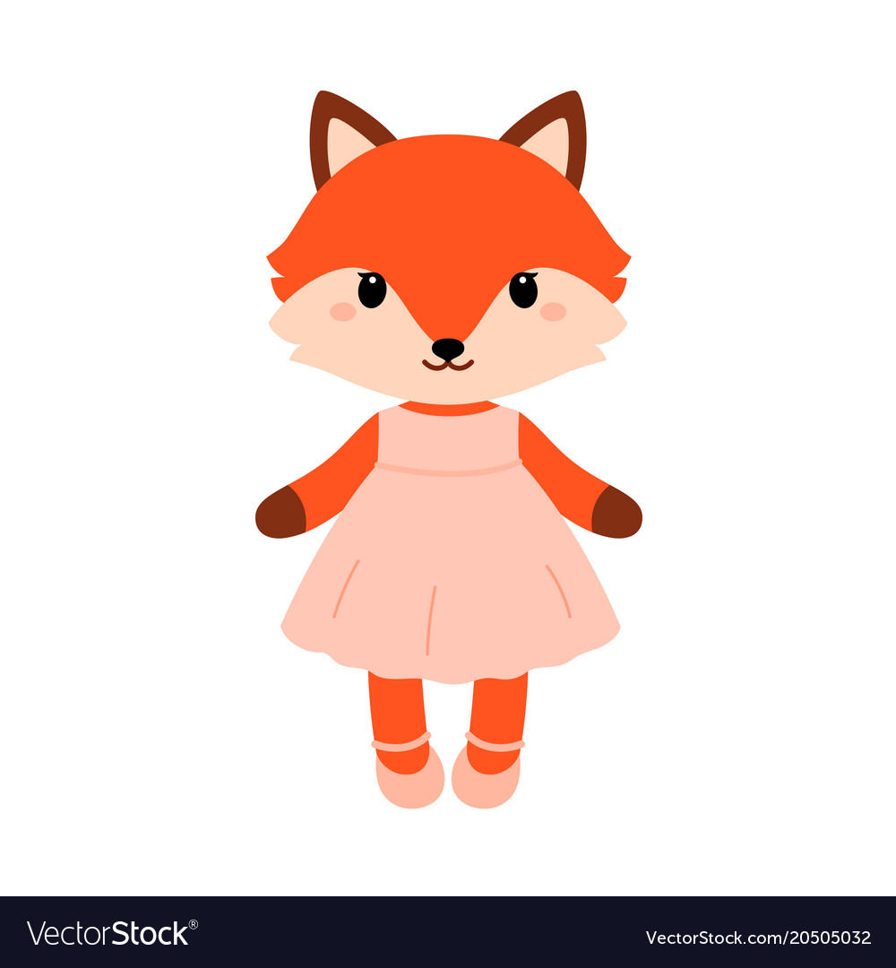 Cute fox in dress modern flat style Royalty Free Vector
