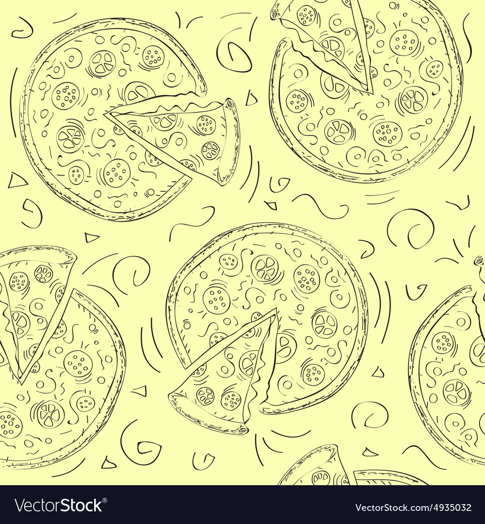 Doodle style pizza seamless background