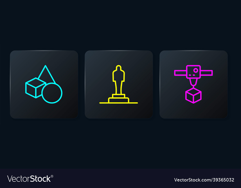 Set line basic geometric shapes 3d printer cube vector image Set line basic geometric shapes 3d printer cube