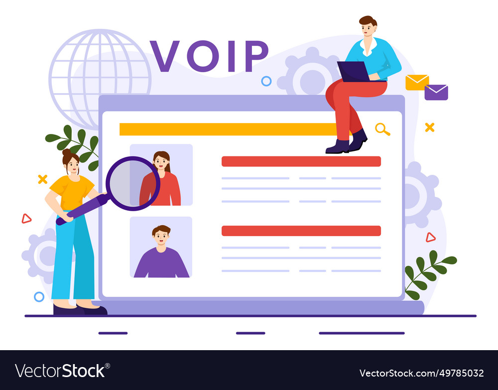 Voip or voice over internet protocol Royalty Free Vector