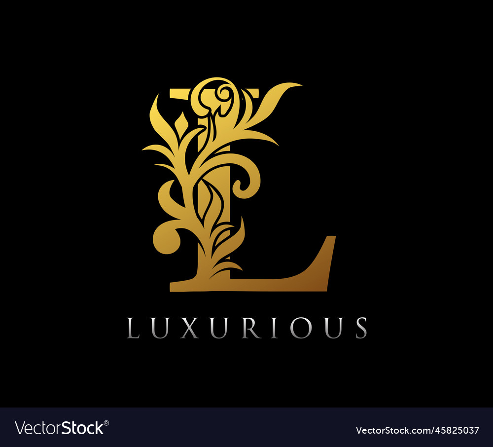 Golden l luxury logo icon vintage swirl letter