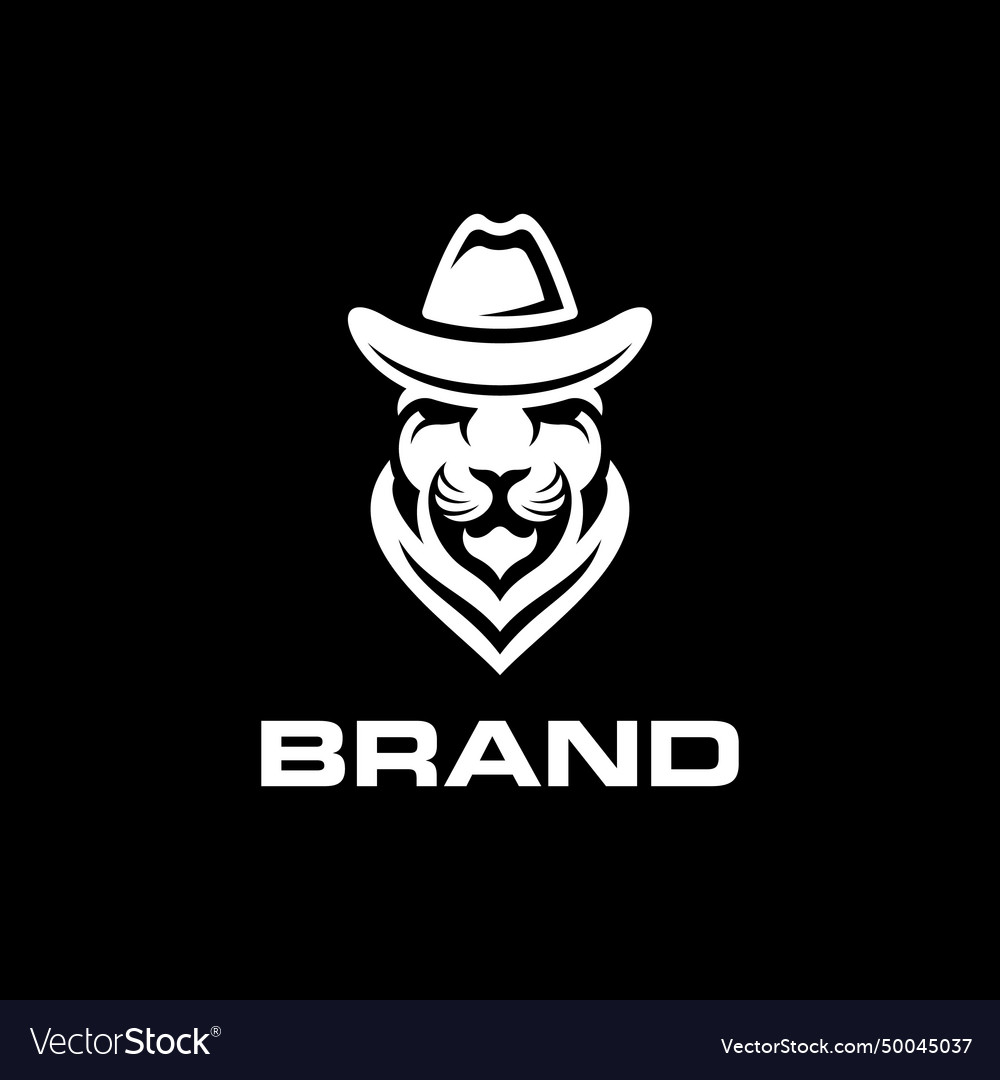 Lion with cowboy hat logo suitable Royalty Free Vector Image