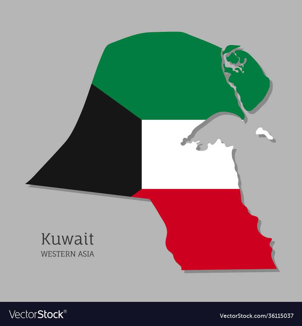 Map kuwait with national flag