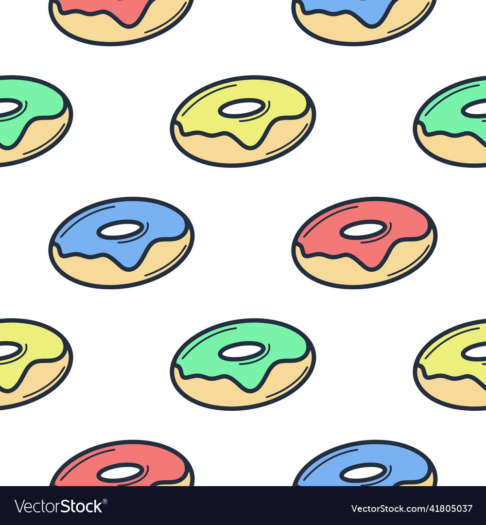 Multicolored donuts seamless pattern